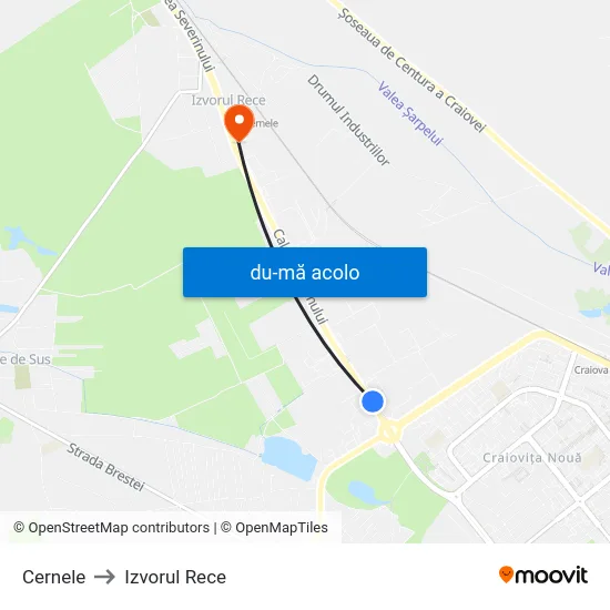 Harta de Cernele către Izvorul Rece