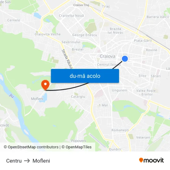 Harta de Centru către Mofleni