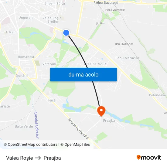 Harta de Valea Roșie către Preajba