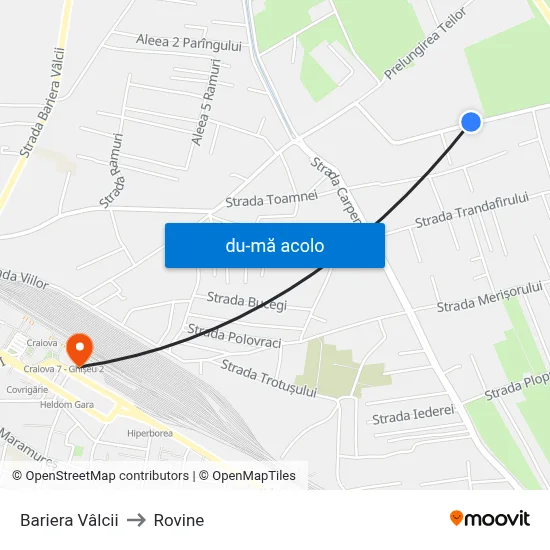 Harta de Bariera Vâlcii către Rovine