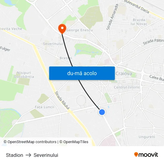 Harta de Stadion către Severinului