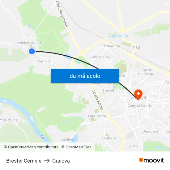Harta de Brestei Cernele către Craiova