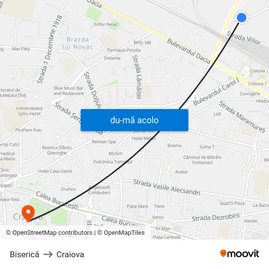 Harta de Biserică către Craiova