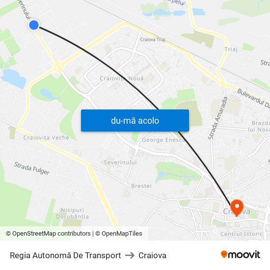 Harta de Regia Autonomă De Transport către Craiova