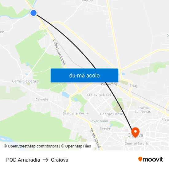 Harta de POD Amaradia către Craiova