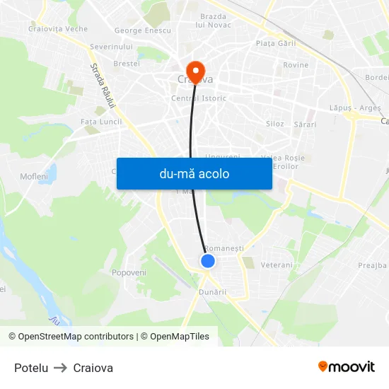 Harta de Potelu către Craiova