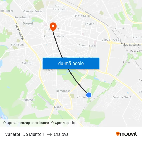 Harta de Vânători De Munte 1 către Craiova