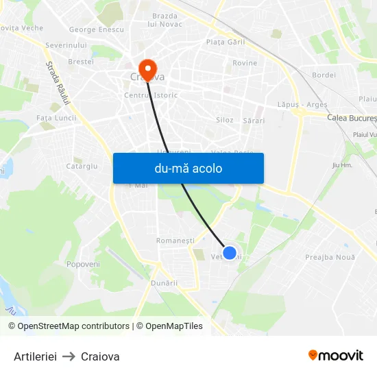 Harta de Artileriei către Craiova