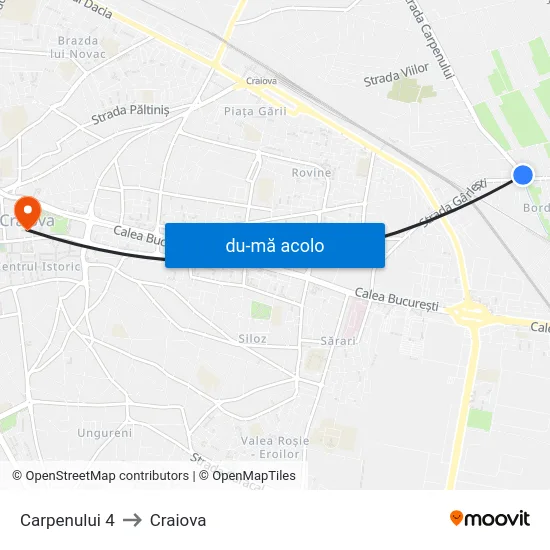 Harta de Carpenului 4 către Craiova