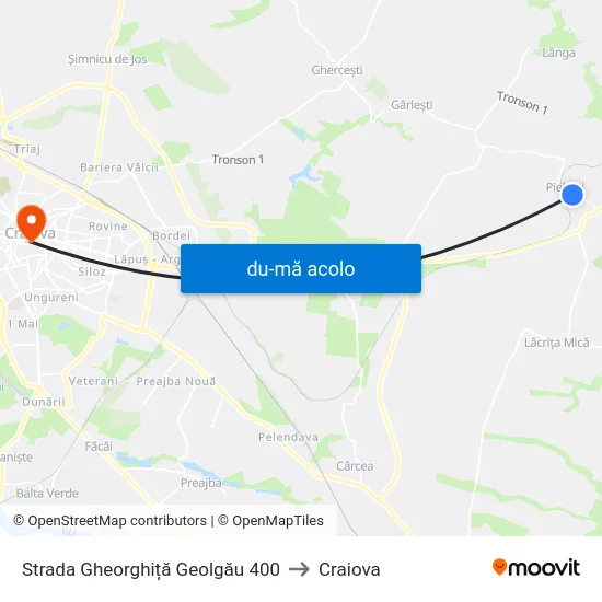 Harta de Strada Gheorghiță Geolgău 400 către Craiova