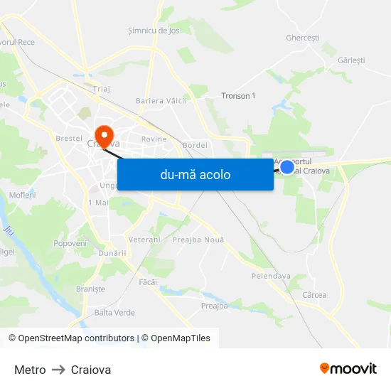 Harta de Metro către Craiova