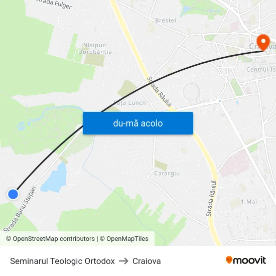 Harta de Seminarul Teologic Ortodox către Craiova