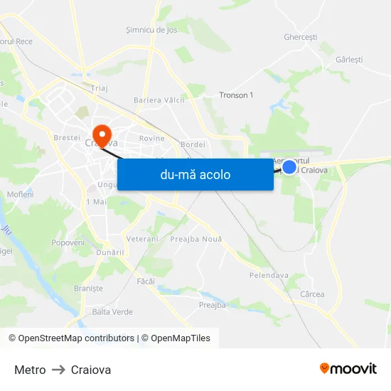 Harta de Metro către Craiova