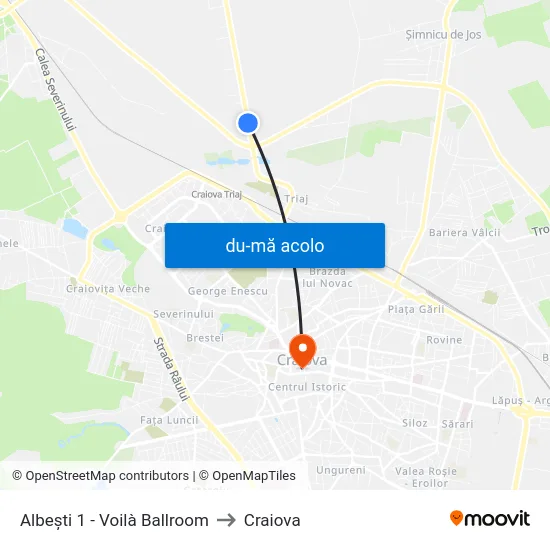 Harta de Albești 1 - Voilà Ballroom către Craiova