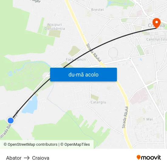 Harta de Abator către Craiova