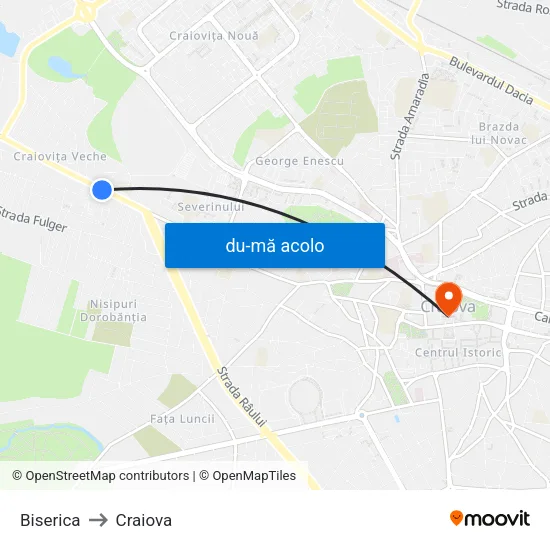Harta de Biserica către Craiova