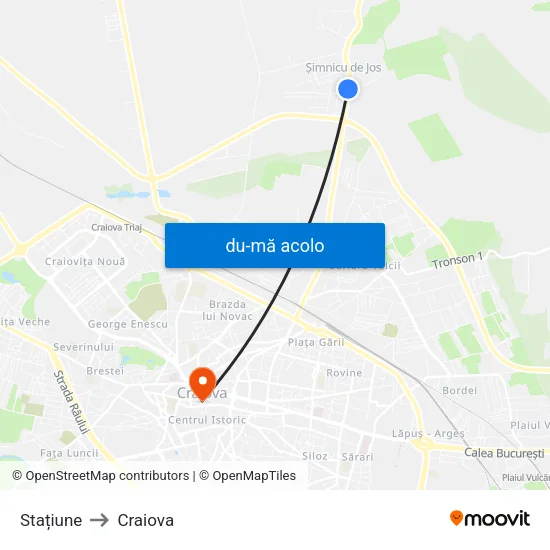 Harta de Stațiune către Craiova