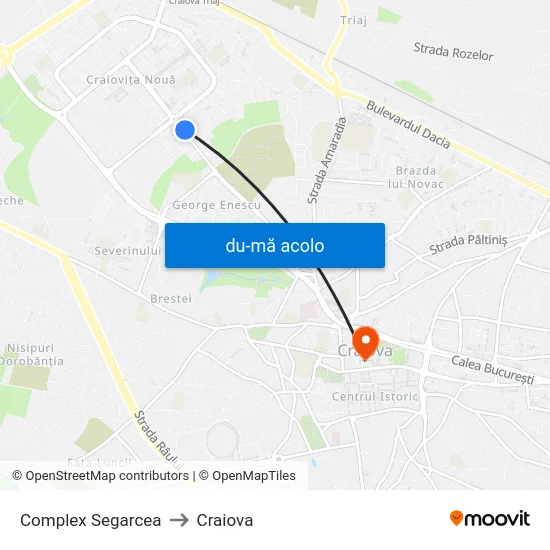 Harta de Complex Segarcea către Craiova