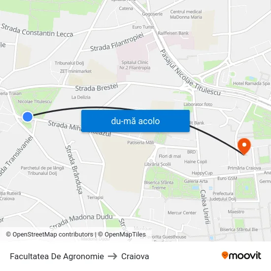 Harta de Facultatea De Agronomie către Craiova