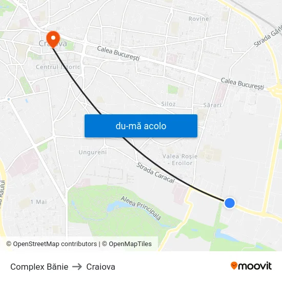 Harta de Complex Bănie către Craiova