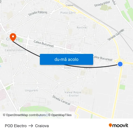 Harta de POD Electro către Craiova