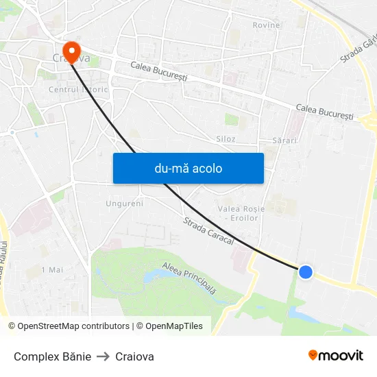 Harta de Complex Bănie către Craiova