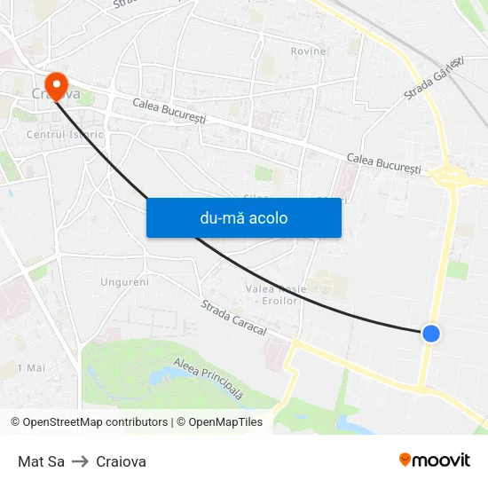 Harta de Mat Sa către Craiova
