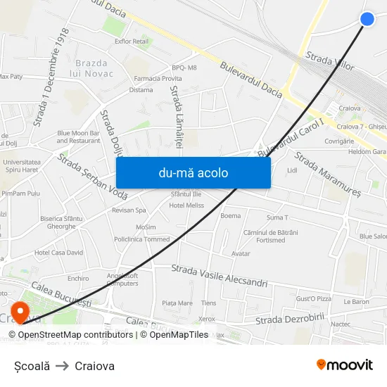 Harta de Școală către Craiova