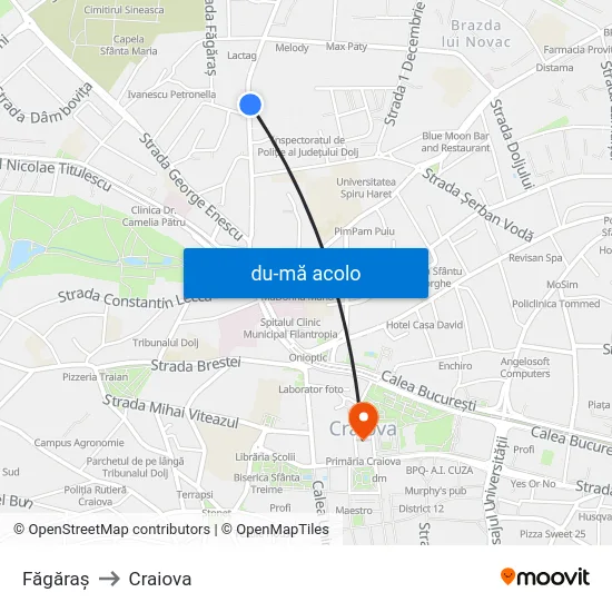 Harta de Făgăraş către Craiova