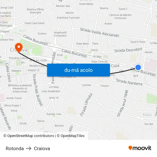 Harta de Rotonda către Craiova