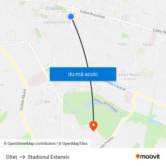 Harta de Olteț către Stadionul Extensiv