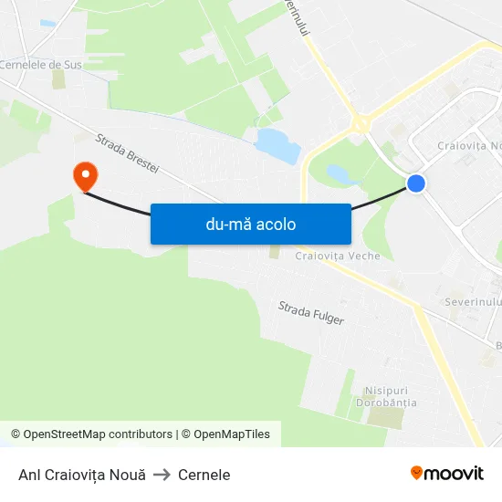 Harta de Anl Craiovița Nouă către Cernele