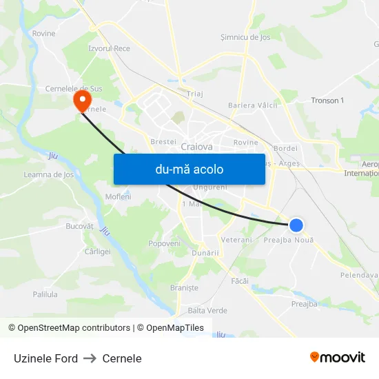 Harta de Uzinele Ford către Cernele