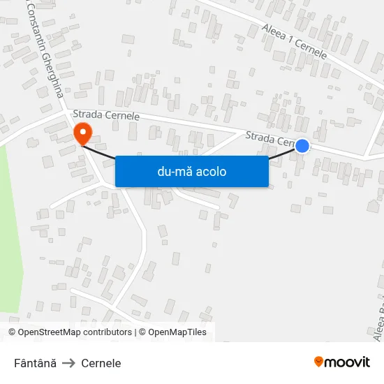 Harta de Fântână către Cernele