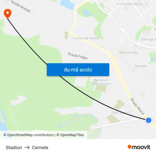 Harta de Stadion către Cernele