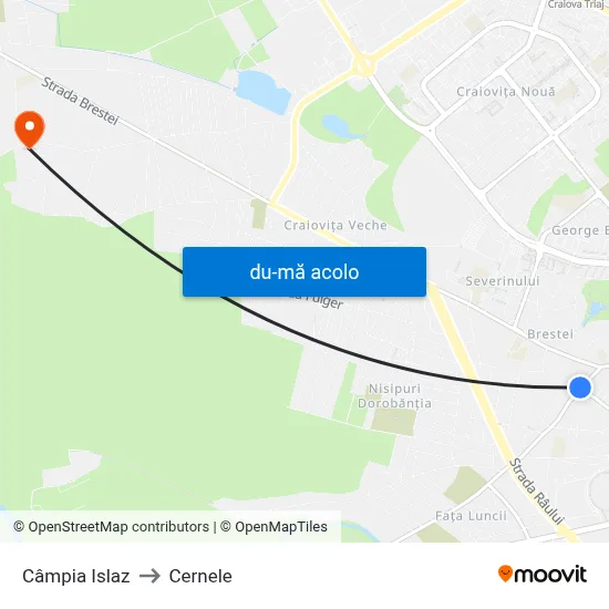 Harta de Câmpia Islaz către Cernele