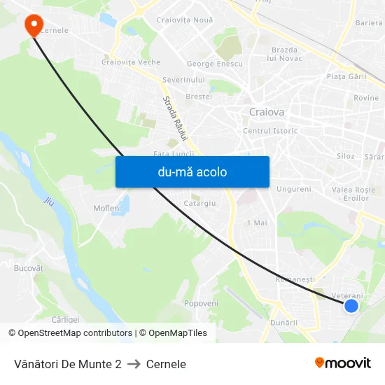 Harta de Vânători De Munte 2 către Cernele