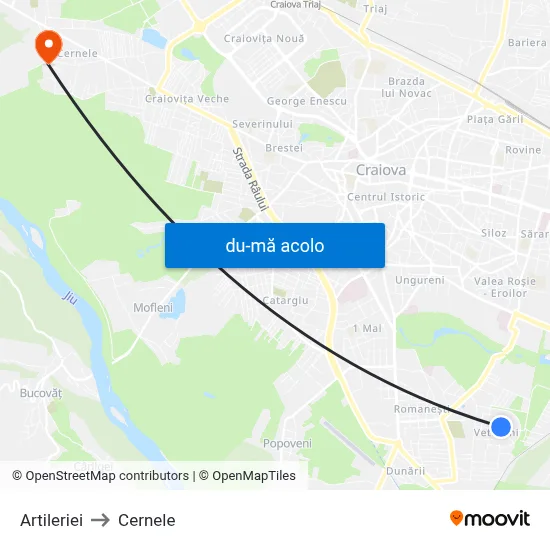 Harta de Artileriei către Cernele