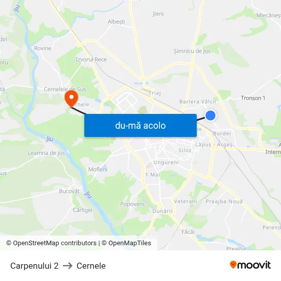 Harta de Carpenului 2 către Cernele