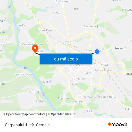 Harta de Carpenului 1 către Cernele