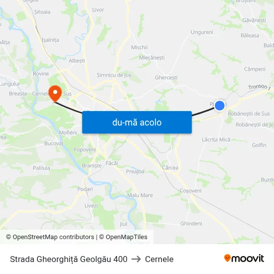 Harta de Strada Gheorghiță Geolgău 400 către Cernele