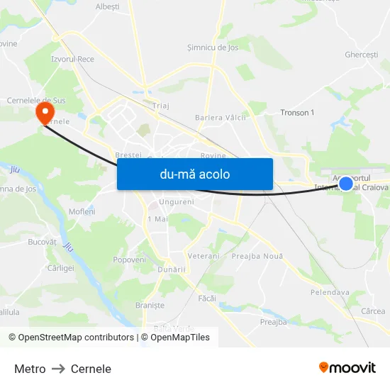 Harta de Metro către Cernele