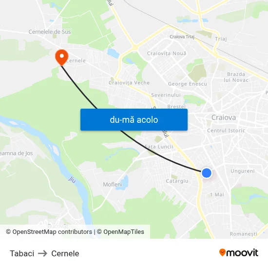 Harta de Tabaci către Cernele