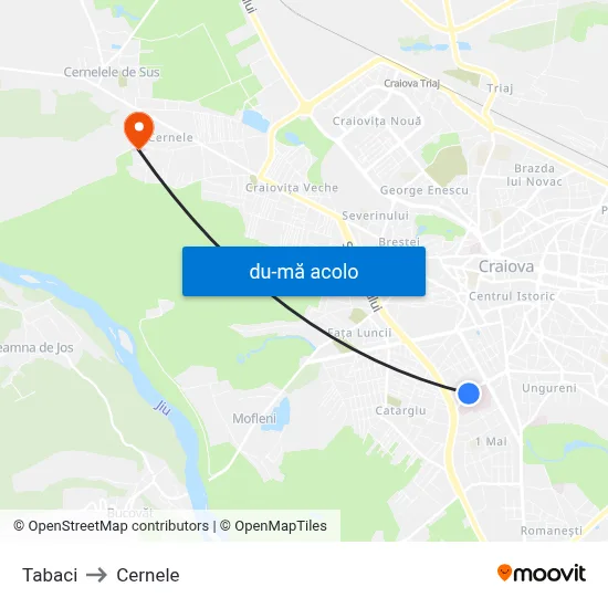 Harta de Tabaci către Cernele