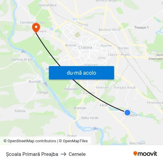 Harta de Școala Primară Preajba către Cernele