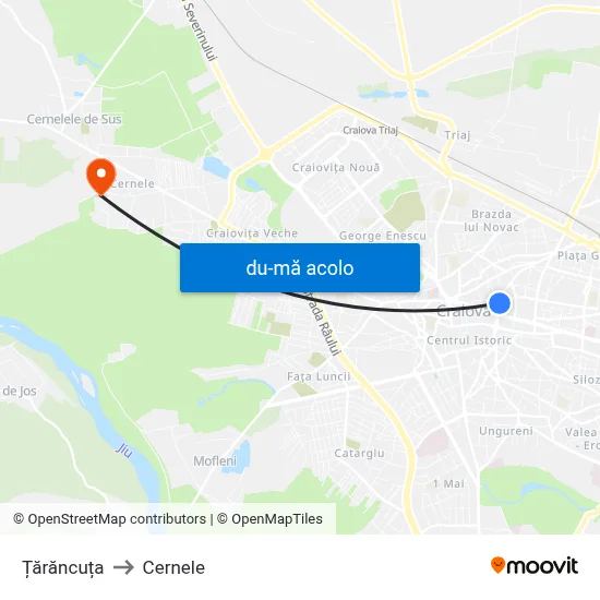 Harta de Țărăncuța către Cernele