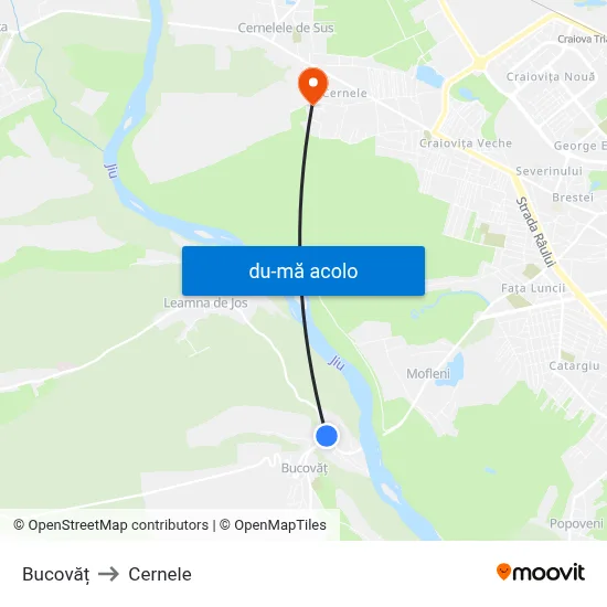 Harta de Bucovăț către Cernele