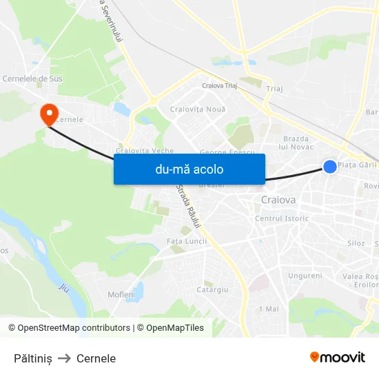 Harta de Păltiniș către Cernele
