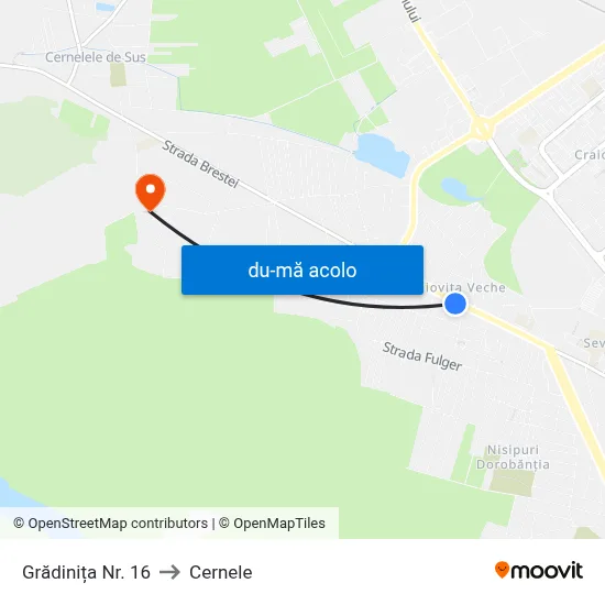 Harta de Grădinița Nr. 16 către Cernele