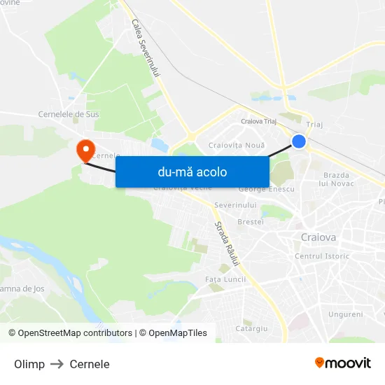 Harta de Olimp către Cernele